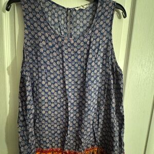 Sleeveless Blue Printed Women's blouse